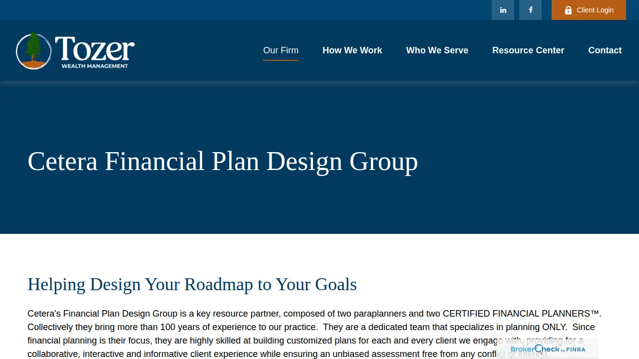 Tozer Wealth Management page