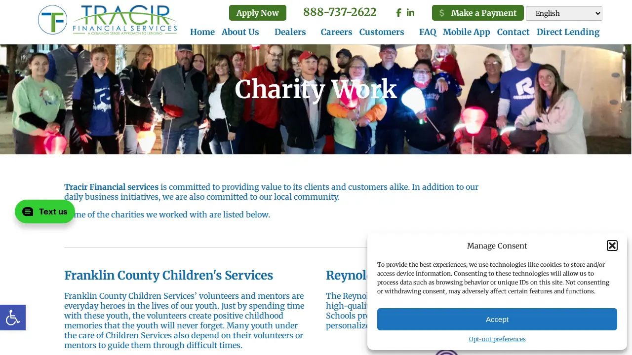 TRACIR Financial Services page