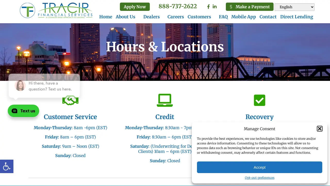 TRACIR Financial Services page