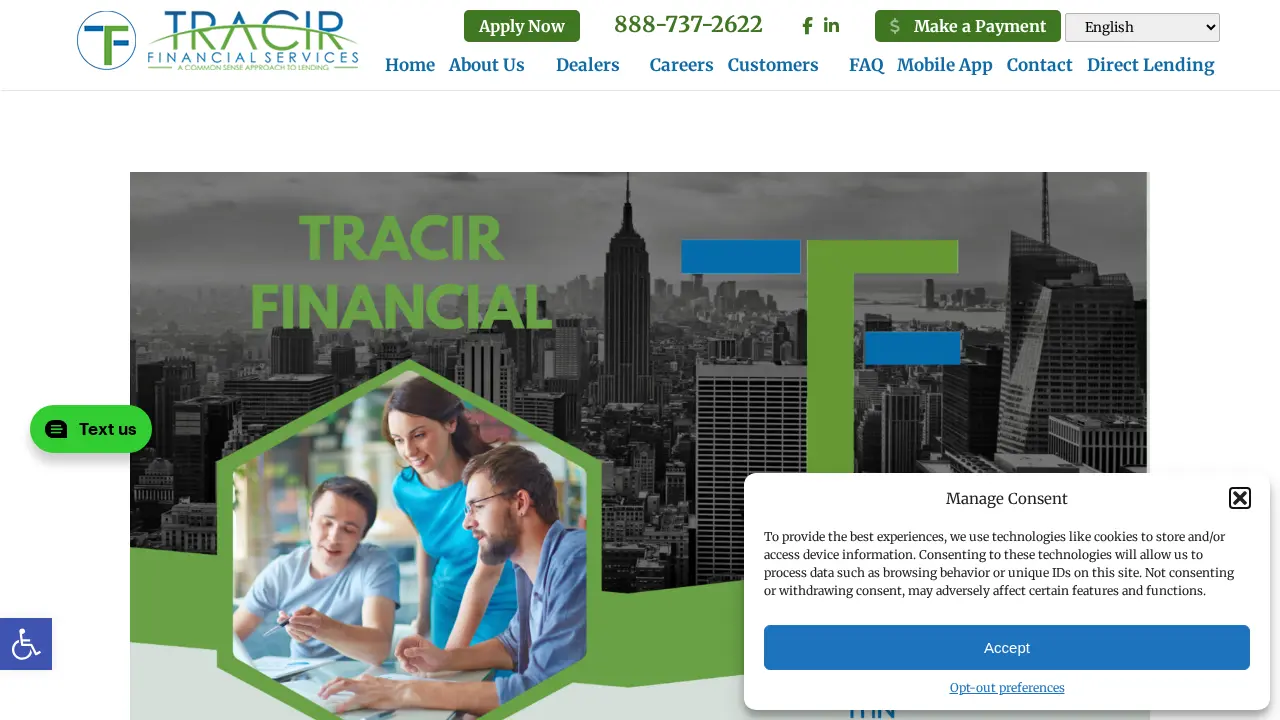 TRACIR Financial Services page