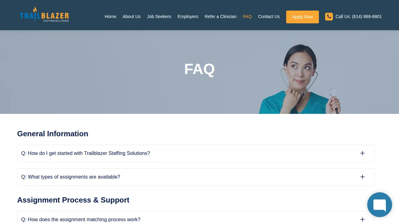 TrailBlazer Staffing Solutions page