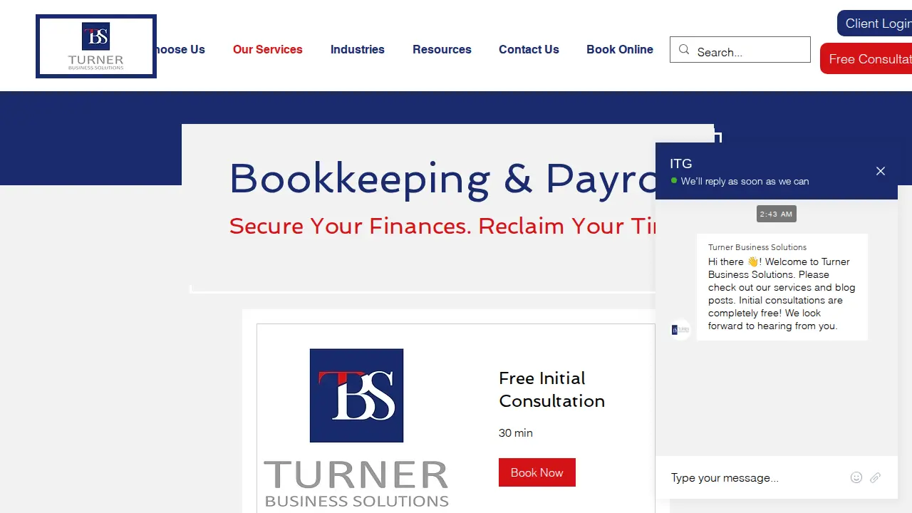 Turner Business Solutions page