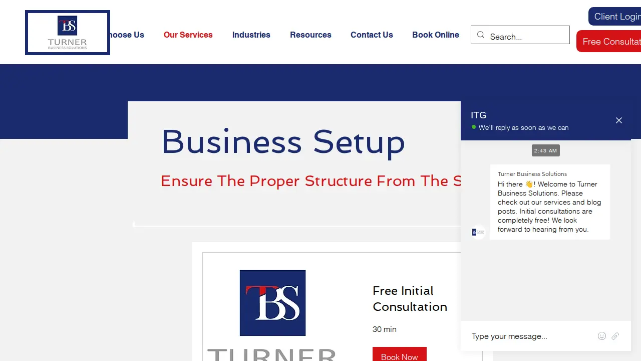 Turner Business Solutions page