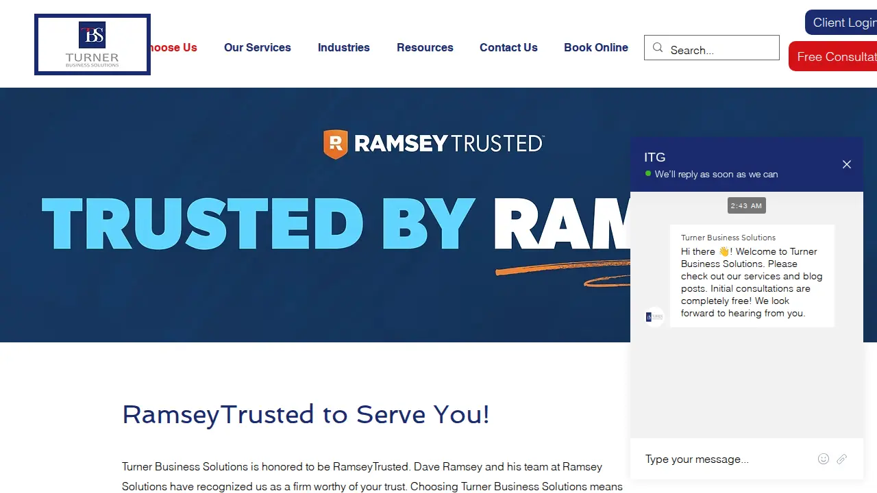 Turner Business Solutions page