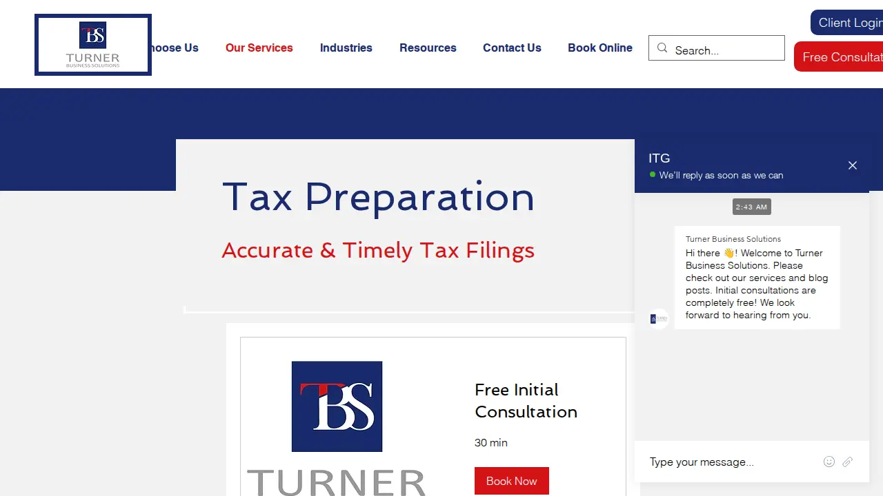 Turner Business Solutions page