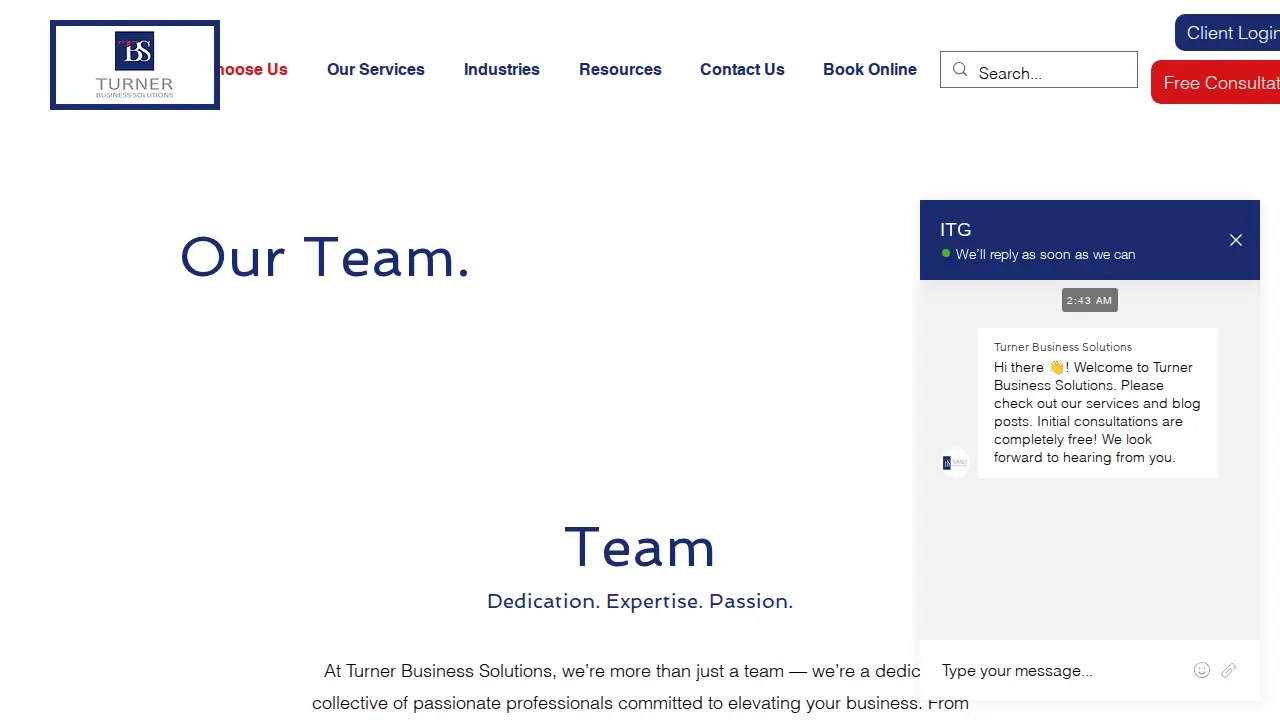 Turner Business Solutions page