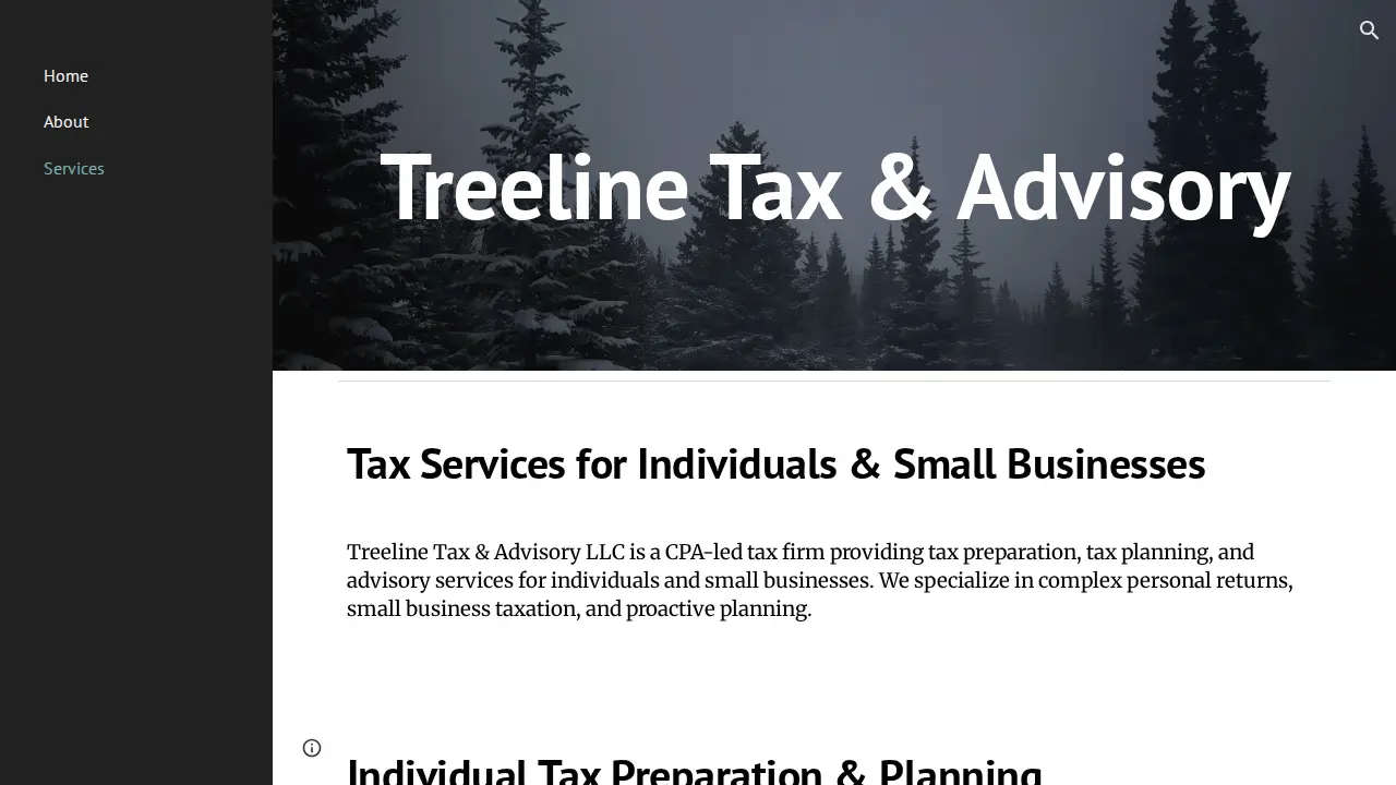 Treeline Tax & Advisory page