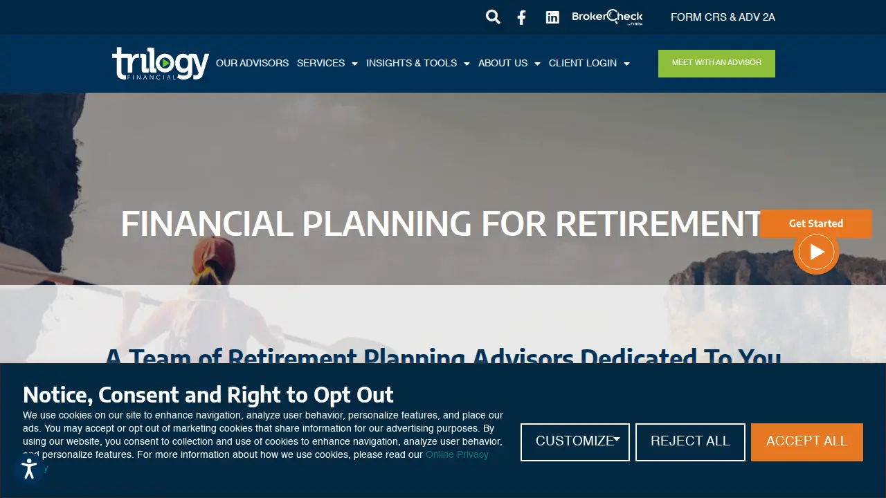 Trilogy Financial Services page