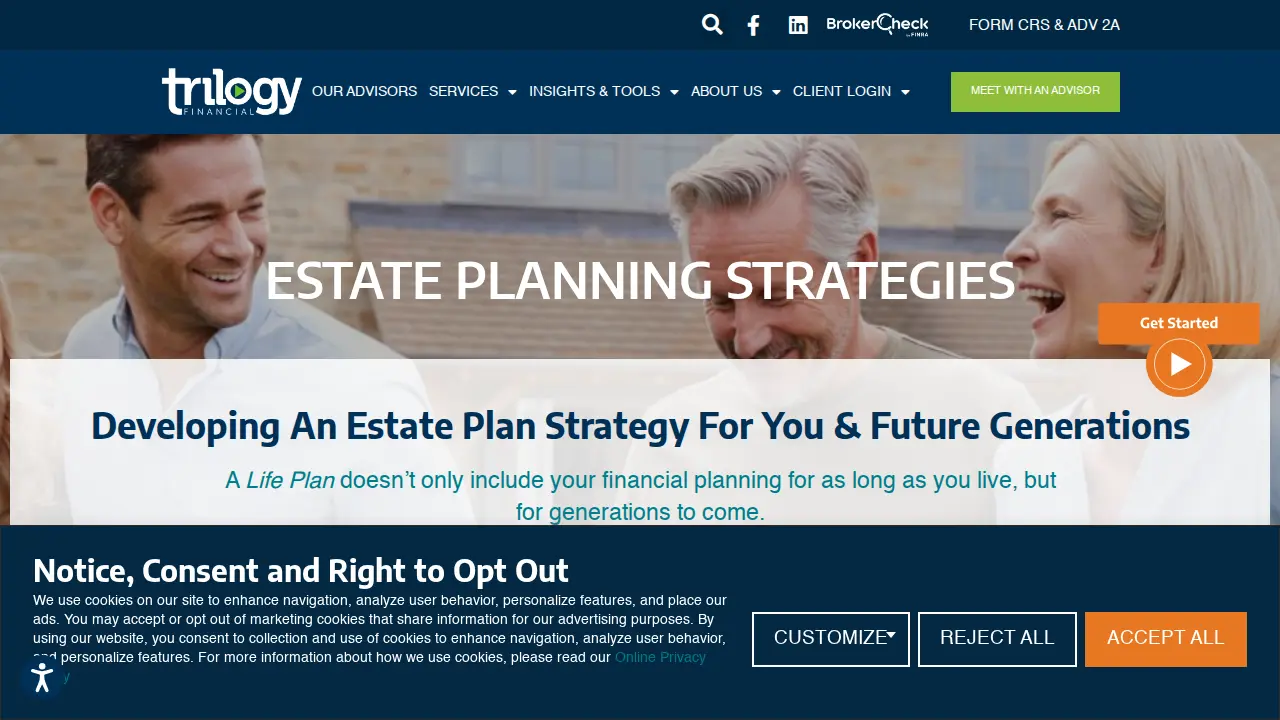 Trilogy Financial Services page