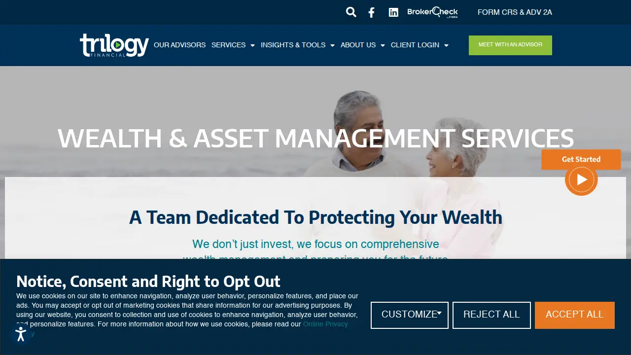 Trilogy Financial Services page