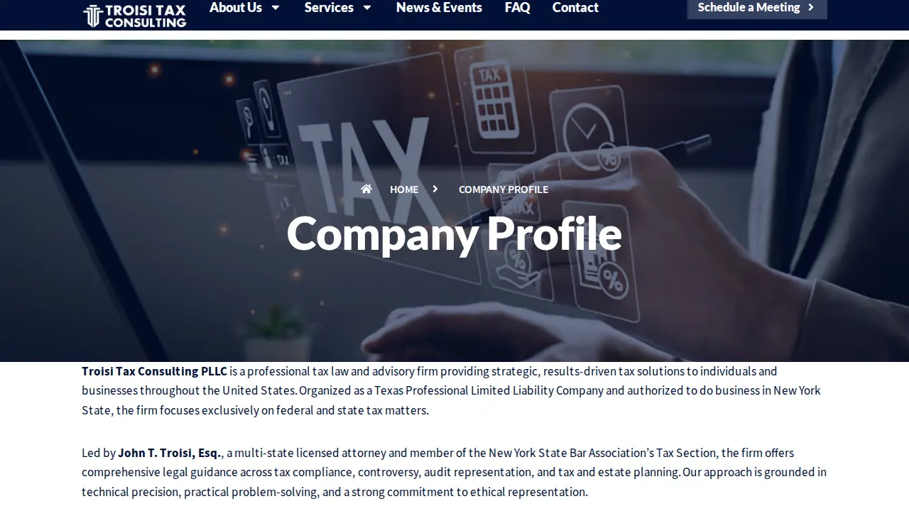 Troisi Tax Consulting page