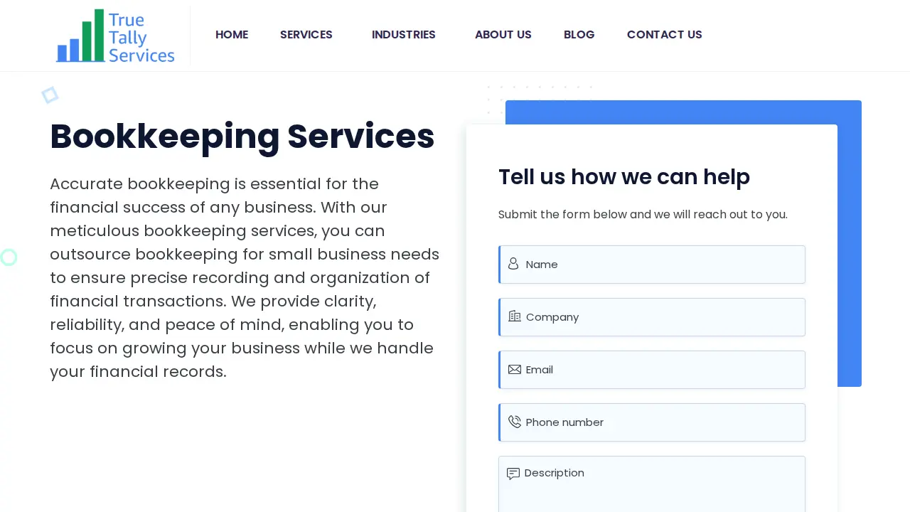True Tally Cloud Bookkeeping & Accounting page