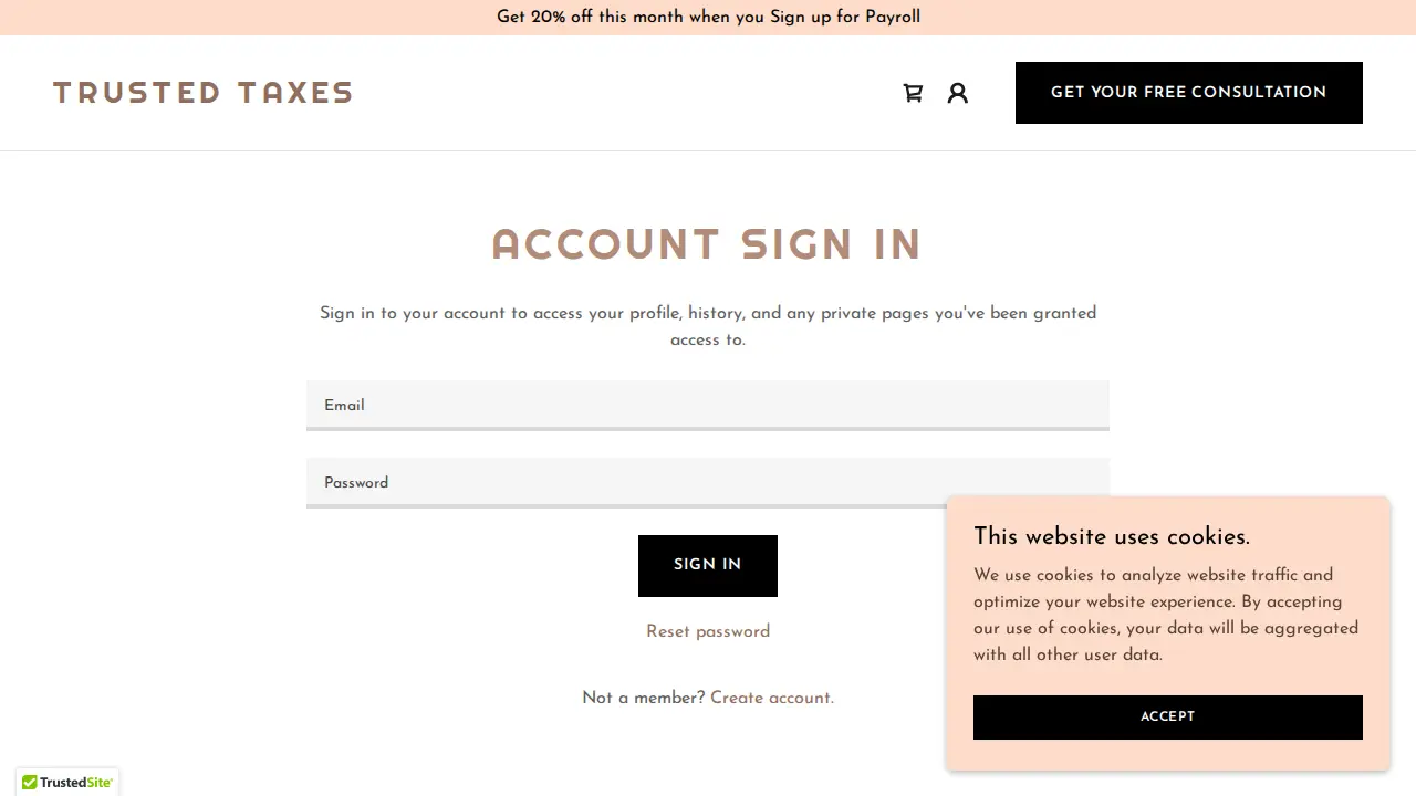 Trusted Taxes page
