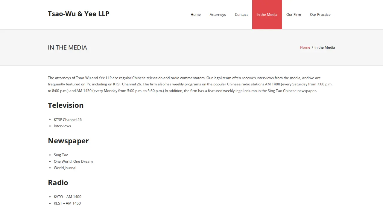 Tsao-Wu & Yee LLP page