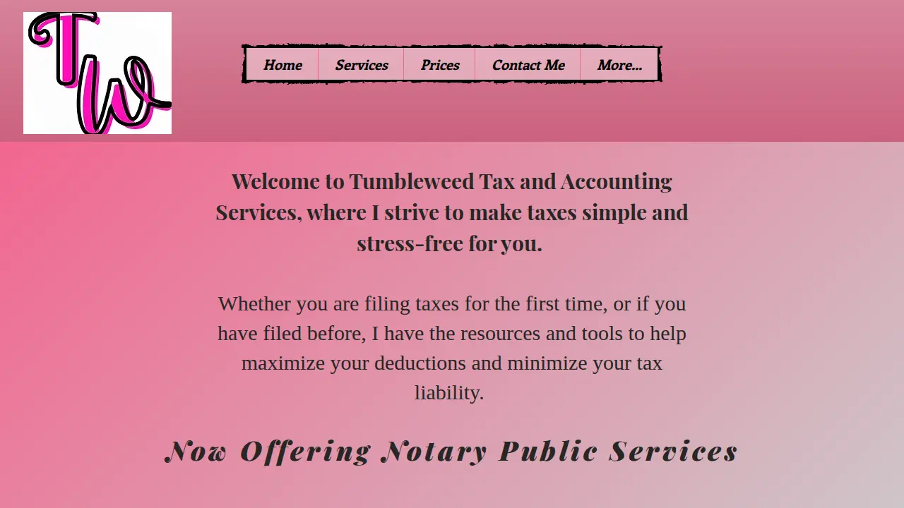 Tumbleweed tax and Accounting website