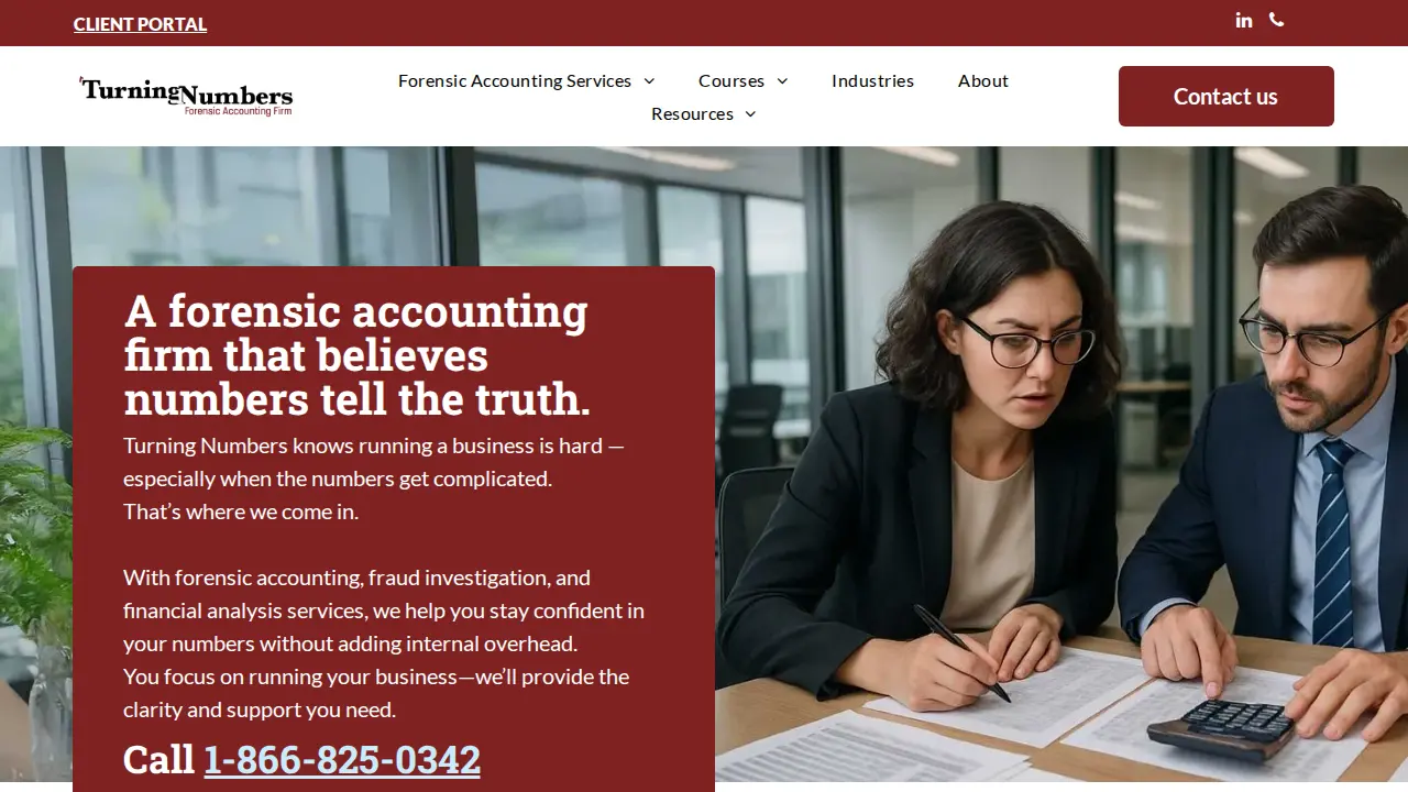 Turning Numbers Forensic Accounting website
