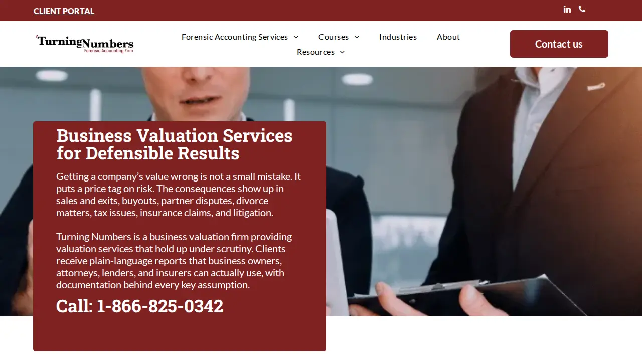 Turning Numbers Forensic Accounting page
