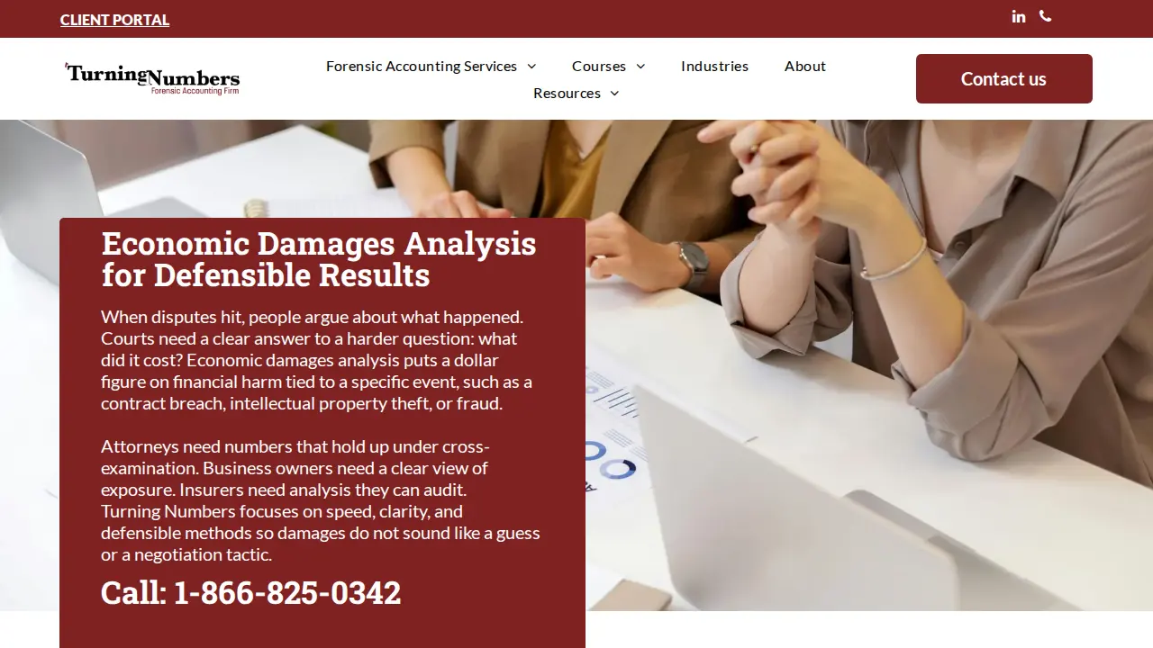 Turning Numbers Forensic Accounting page