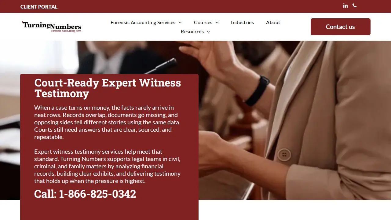 Turning Numbers Forensic Accounting page