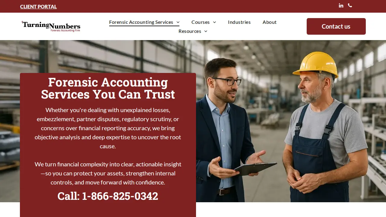 Turning Numbers Forensic Accounting page