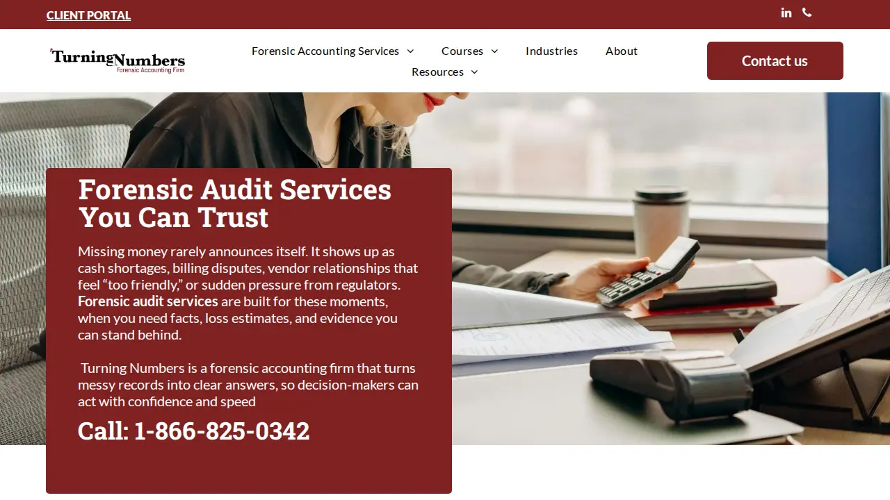 Turning Numbers Forensic Accounting page