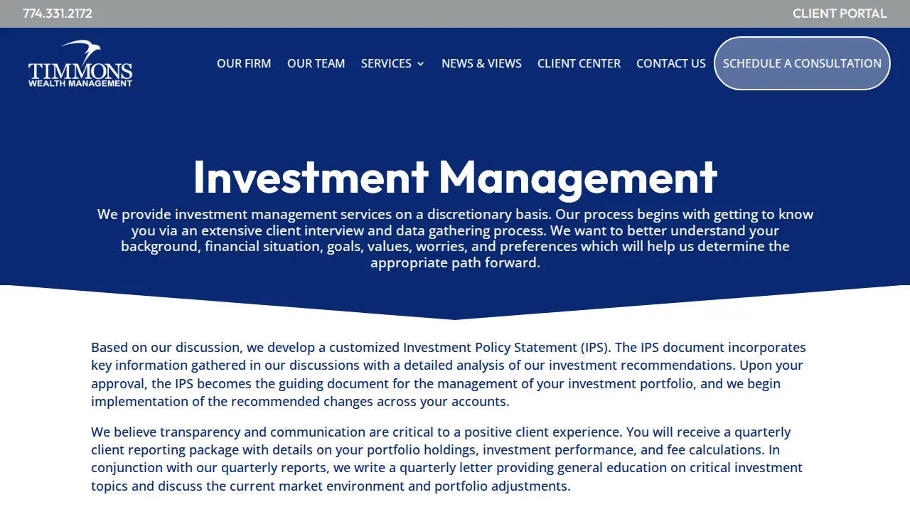 Timmons Wealth Management page