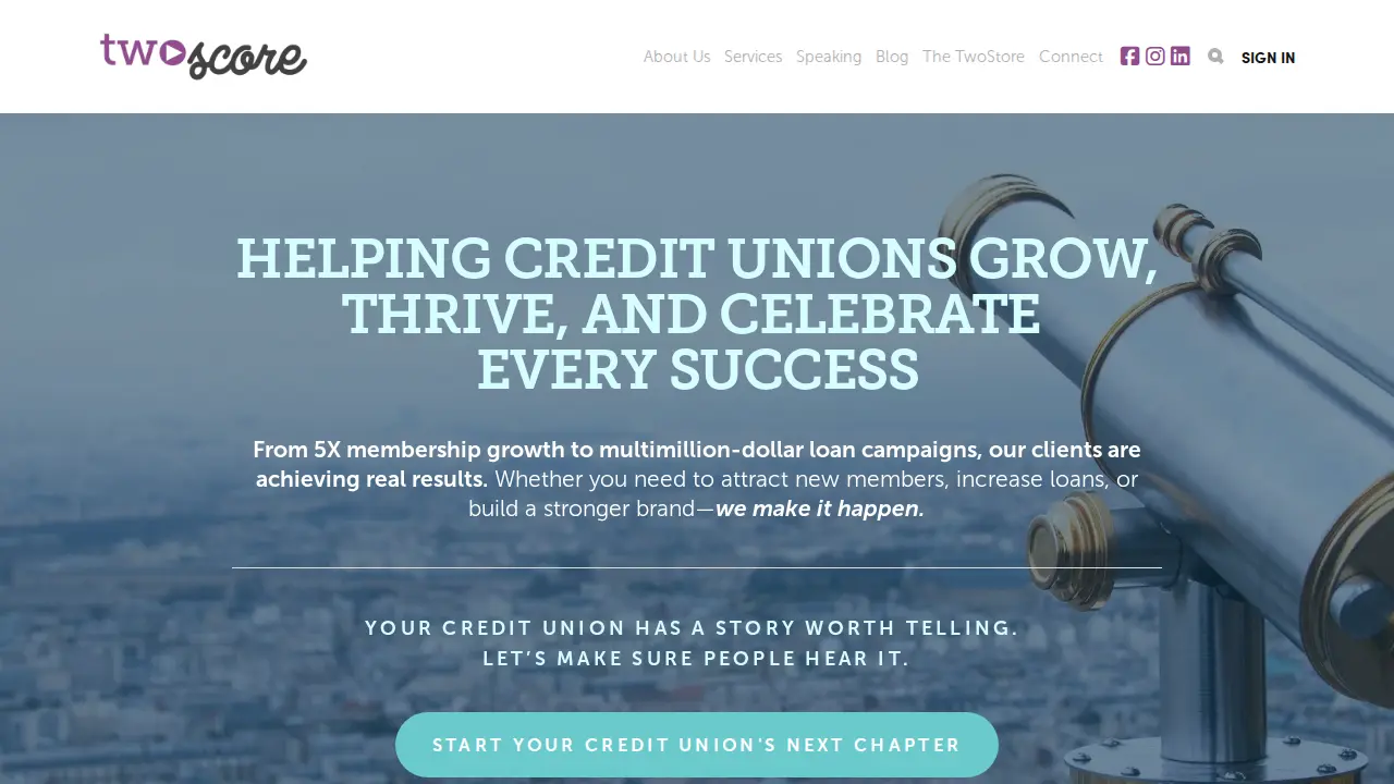 TwoScore website