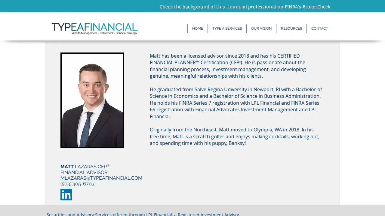 Type A Financial page