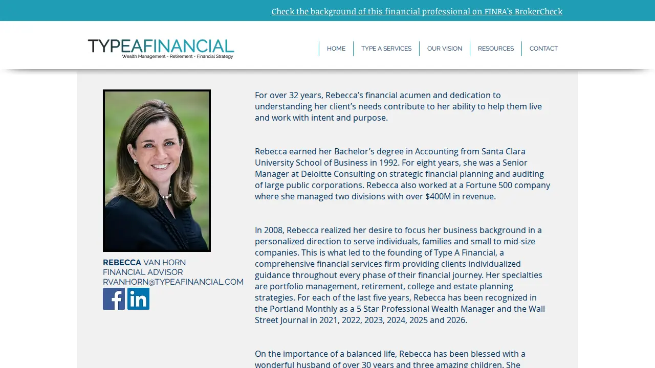 Type A Financial page