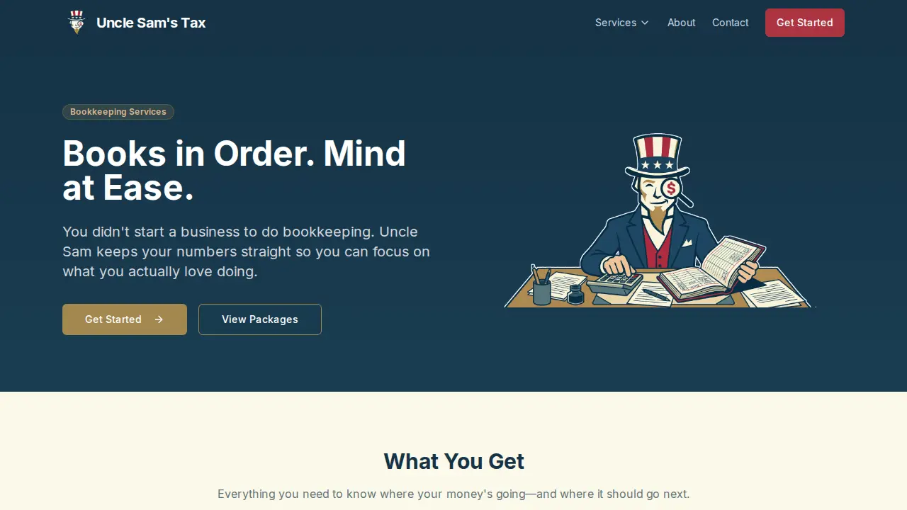 Uncle Sam's Tax Services page