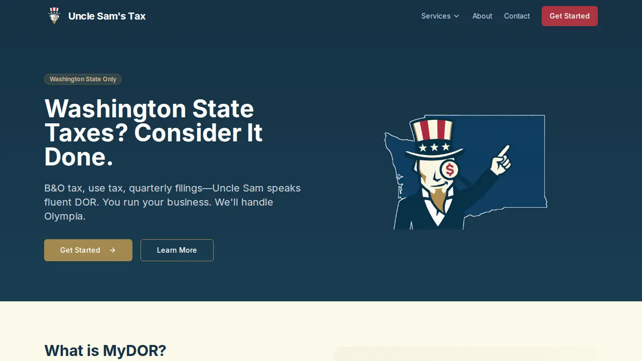 Uncle Sam's Tax Services page