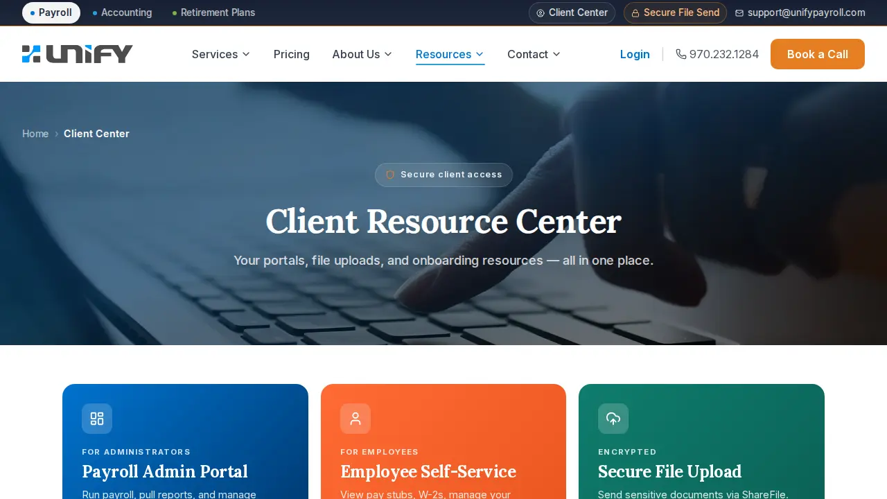 Unify Payroll page