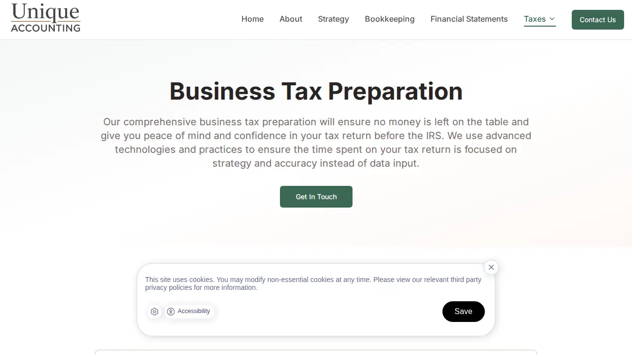 Unique Accounting - CPA Firm page