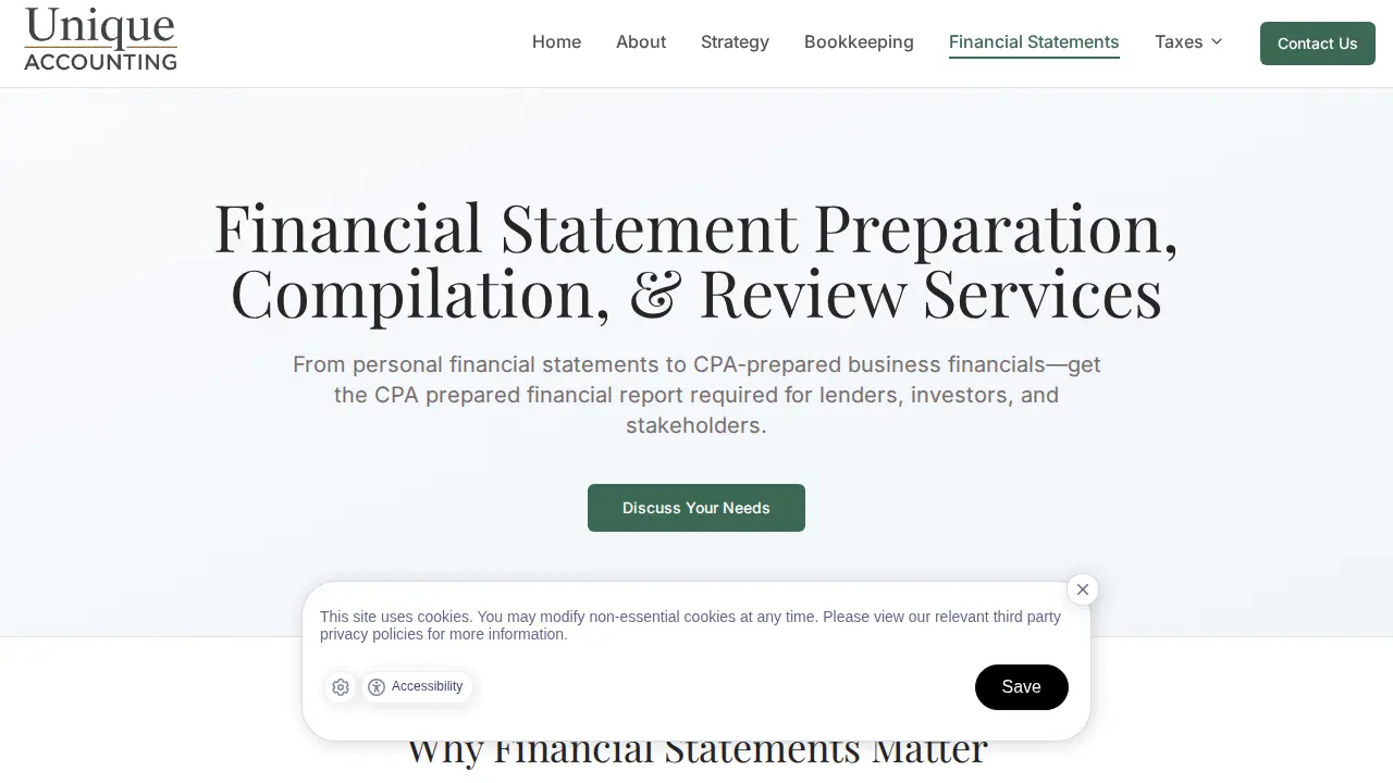 Unique Accounting - CPA Firm page