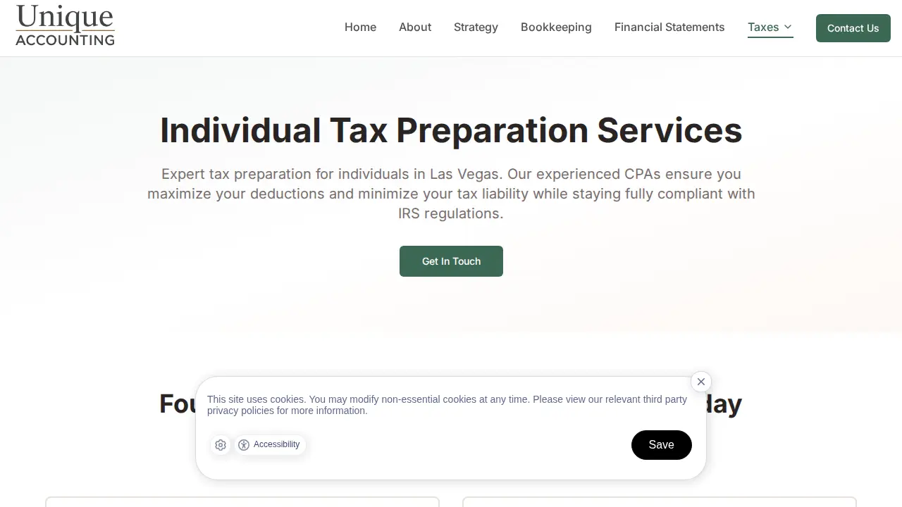 Unique Accounting - CPA Firm page