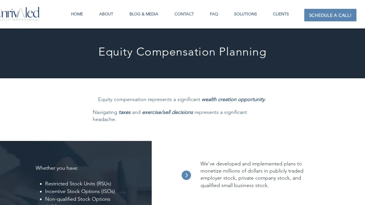 Unrivaled Wealth Management page