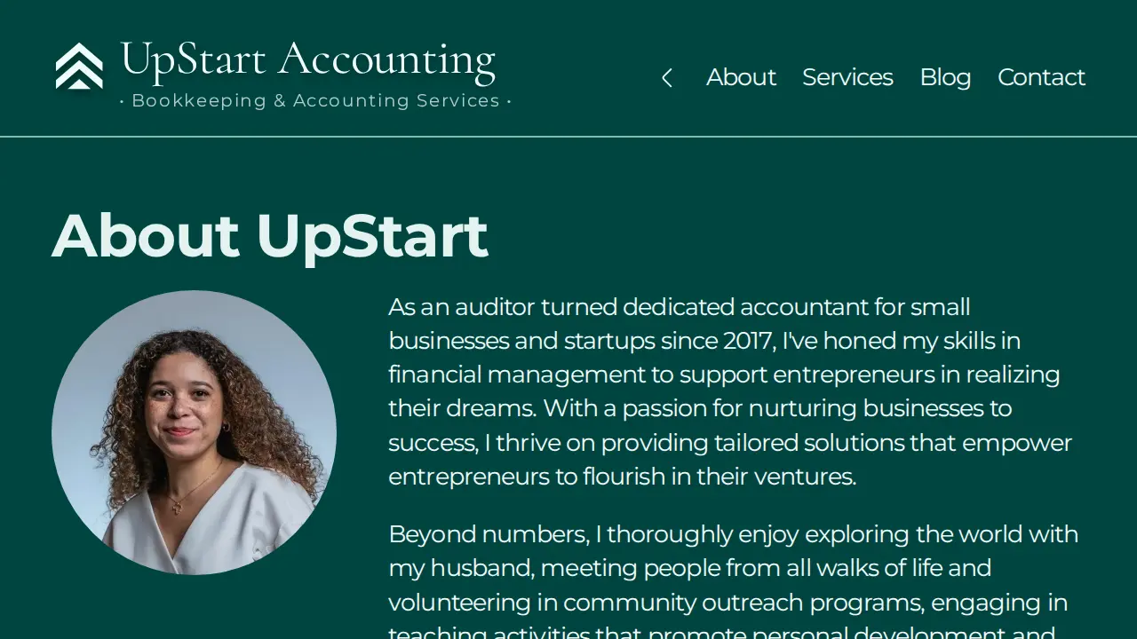 UpStart Accounting page