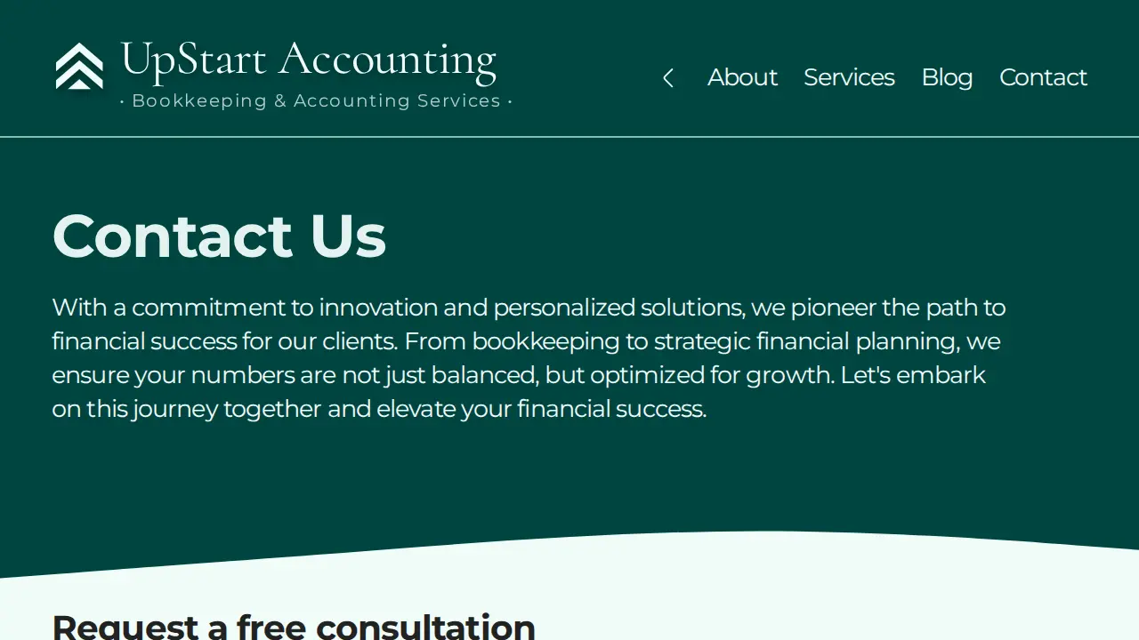 UpStart Accounting page
