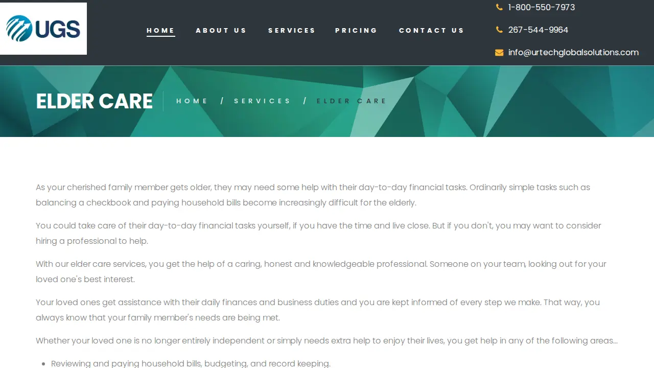 Urtech Global Solutions page