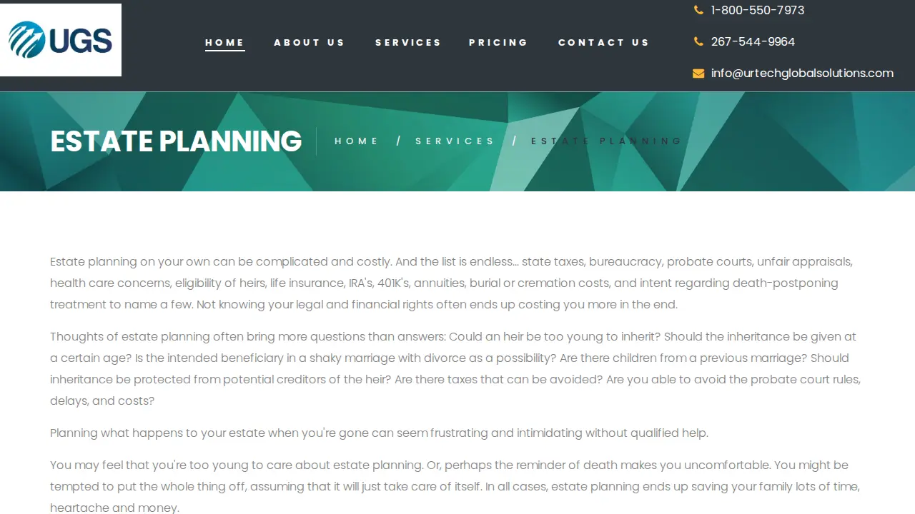 Urtech Global Solutions page