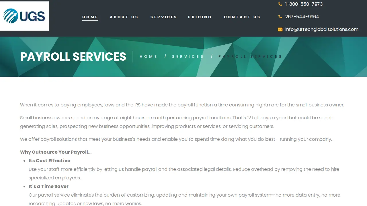 Urtech Global Solutions page