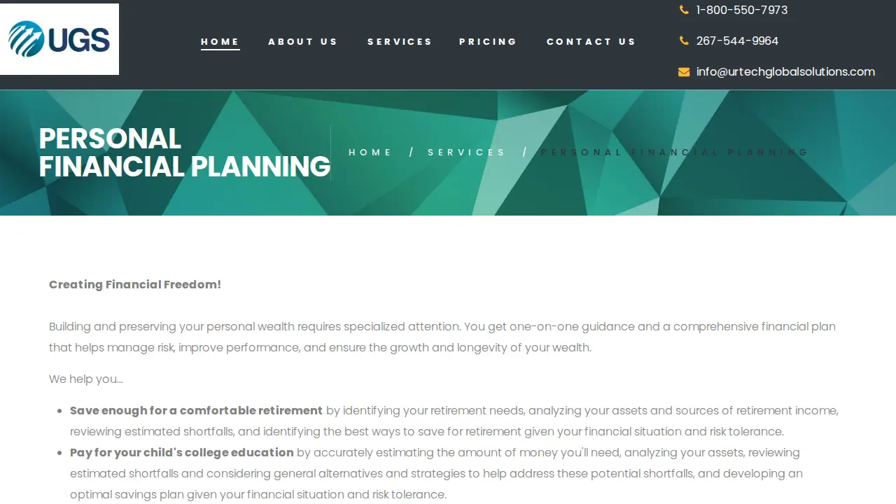 Urtech Global Solutions page