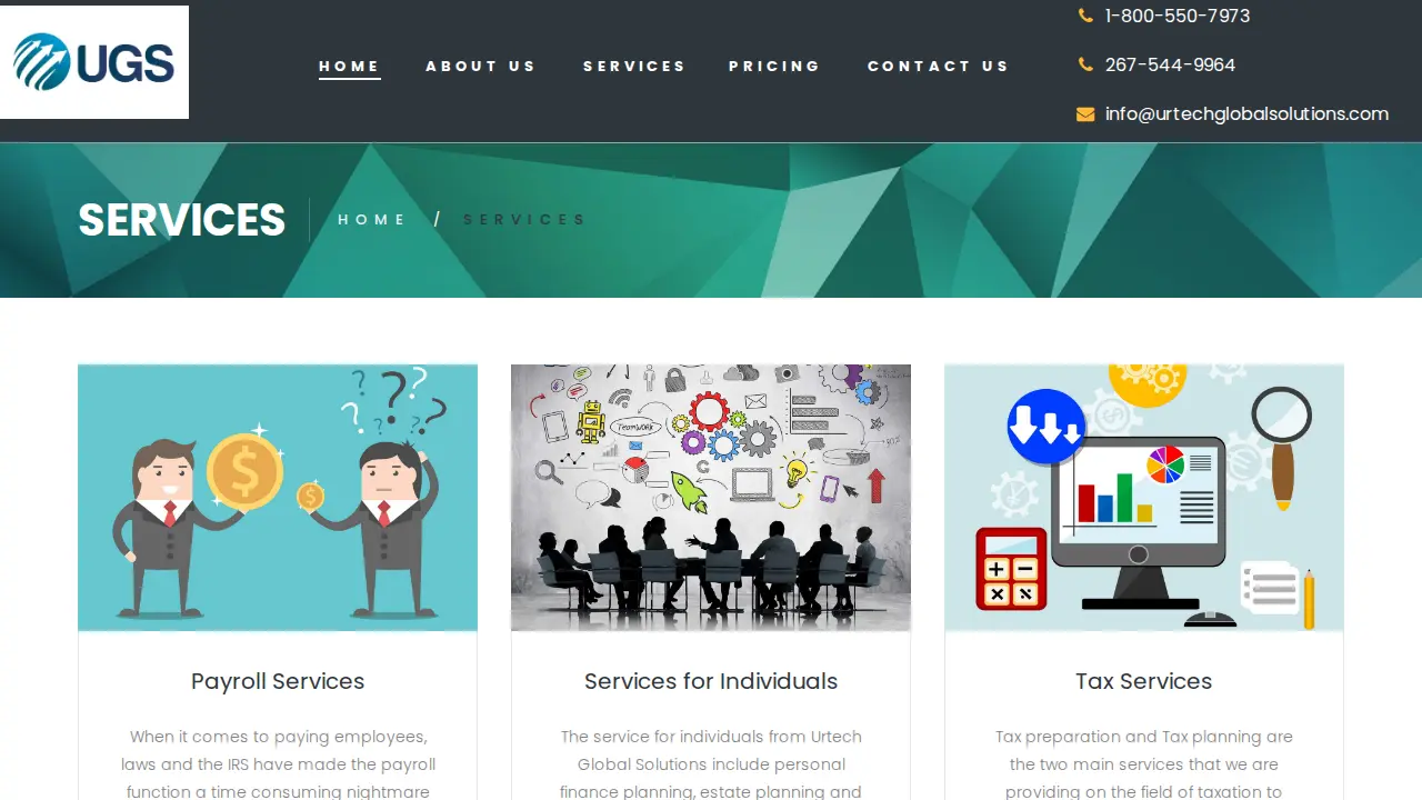 Urtech Global Solutions page