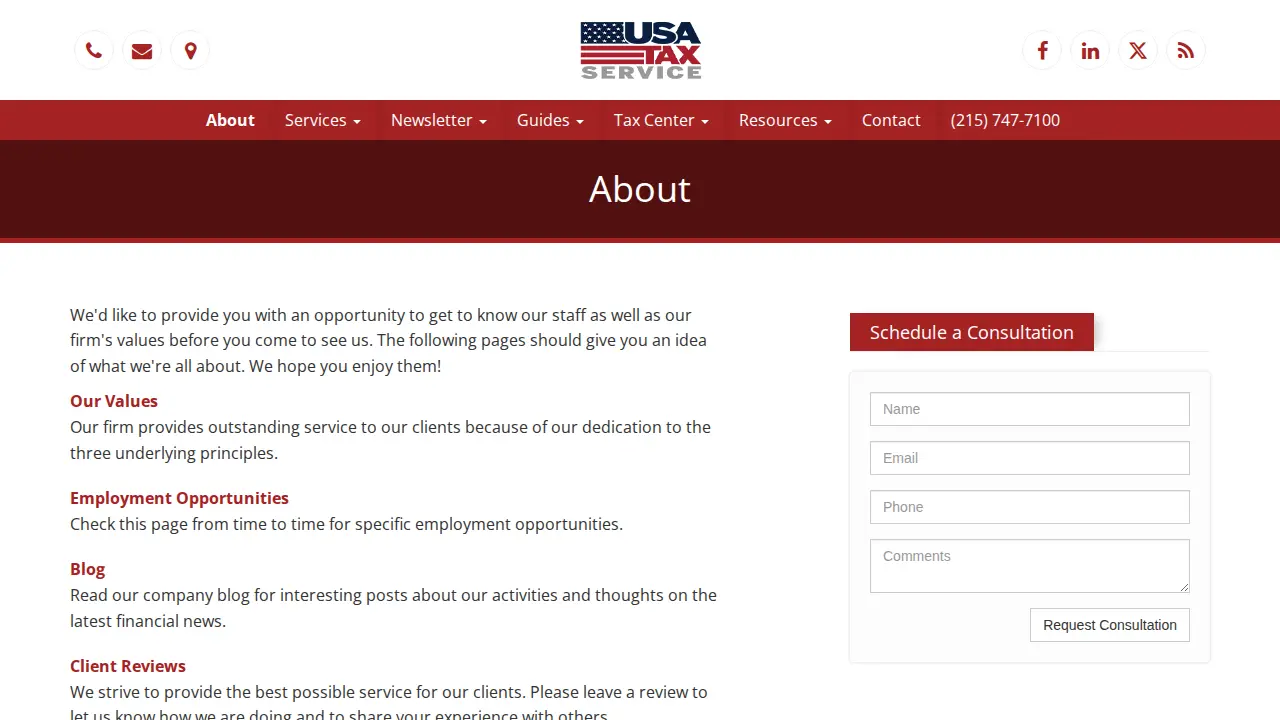 USA Tax Service page