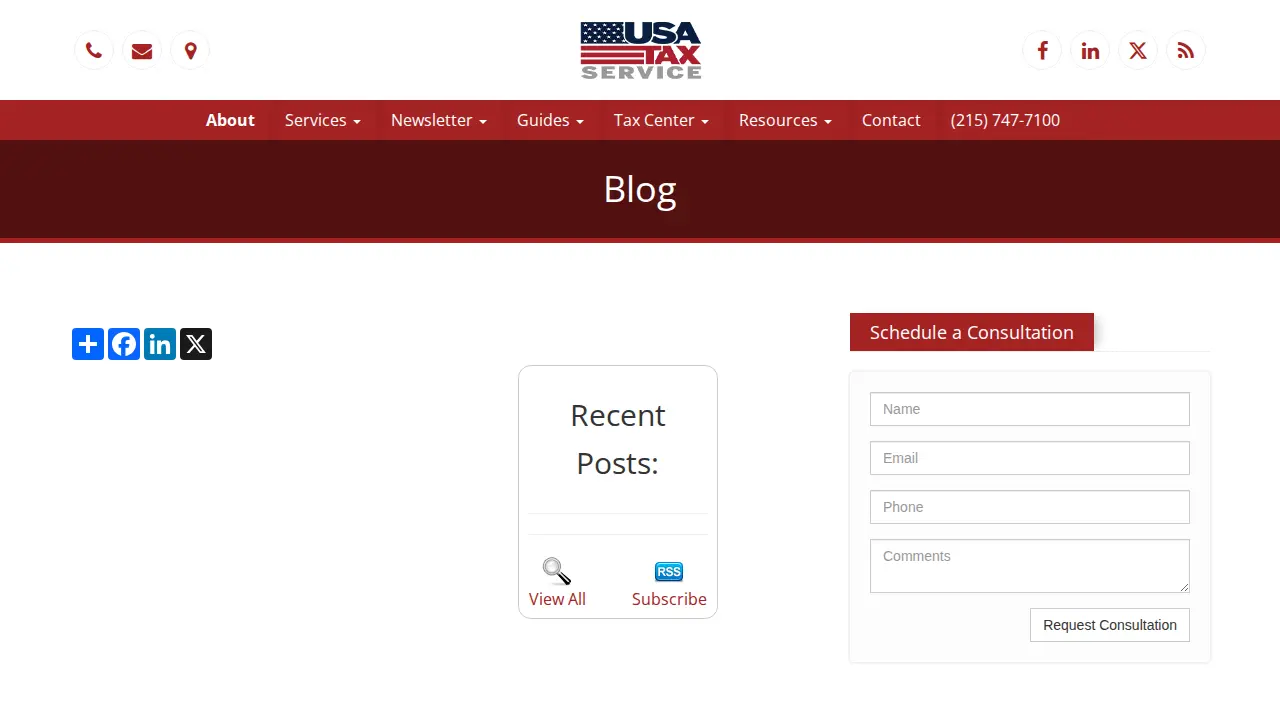 USA Tax Service page