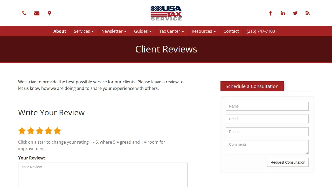 USA Tax Service page