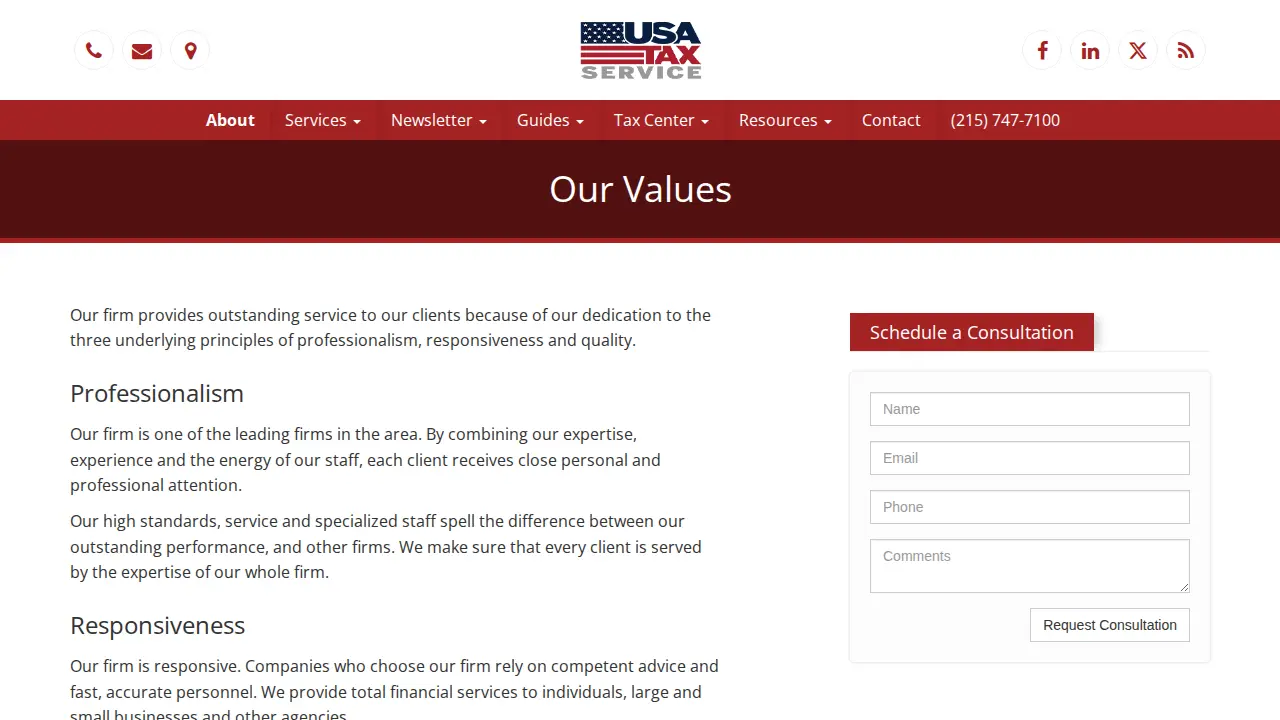 USA Tax Service page