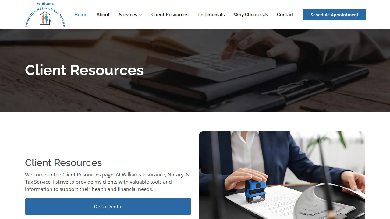 Williams Service page