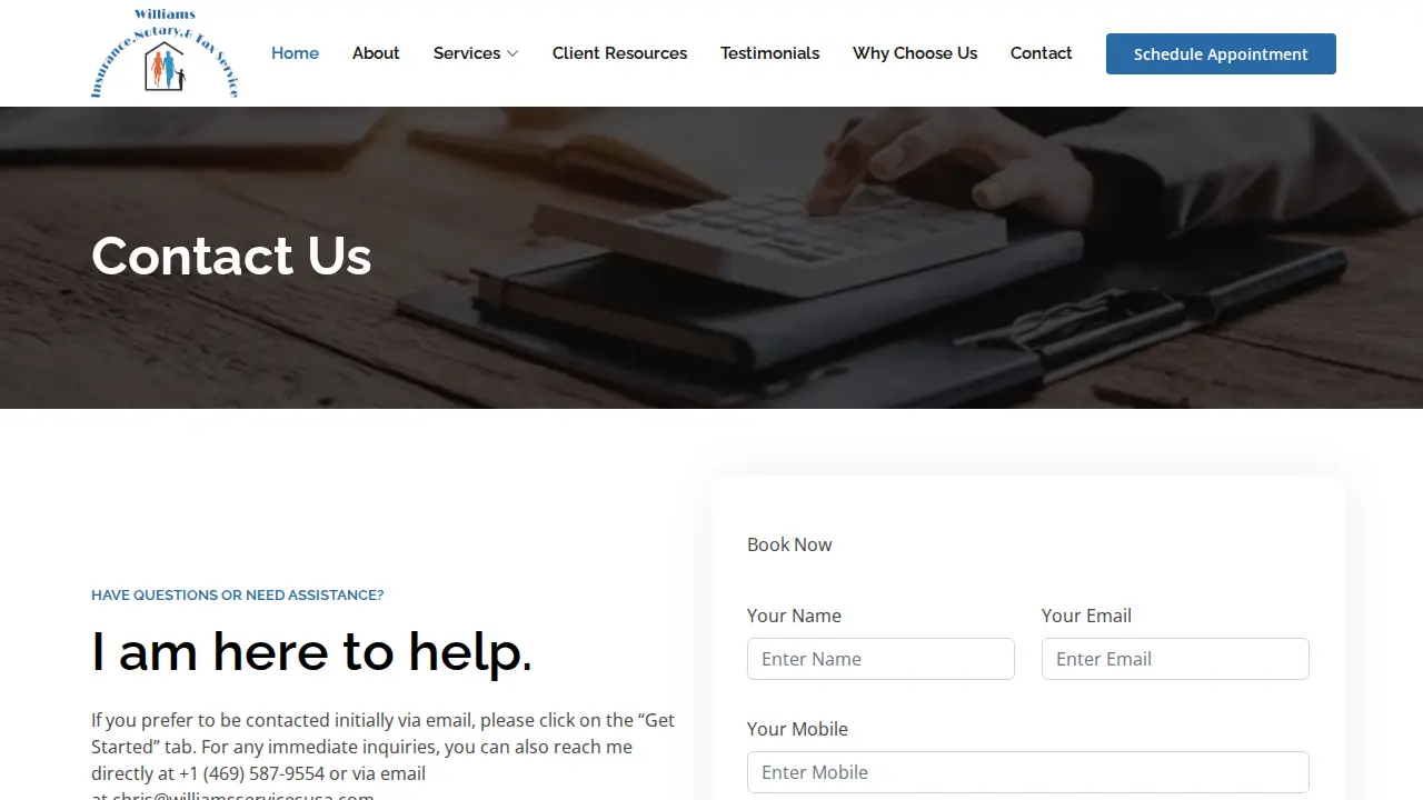 Williams Service page