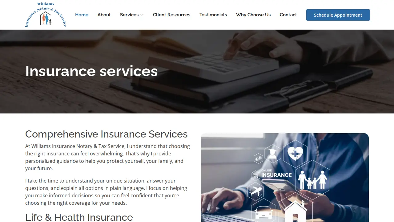 Williams Service page